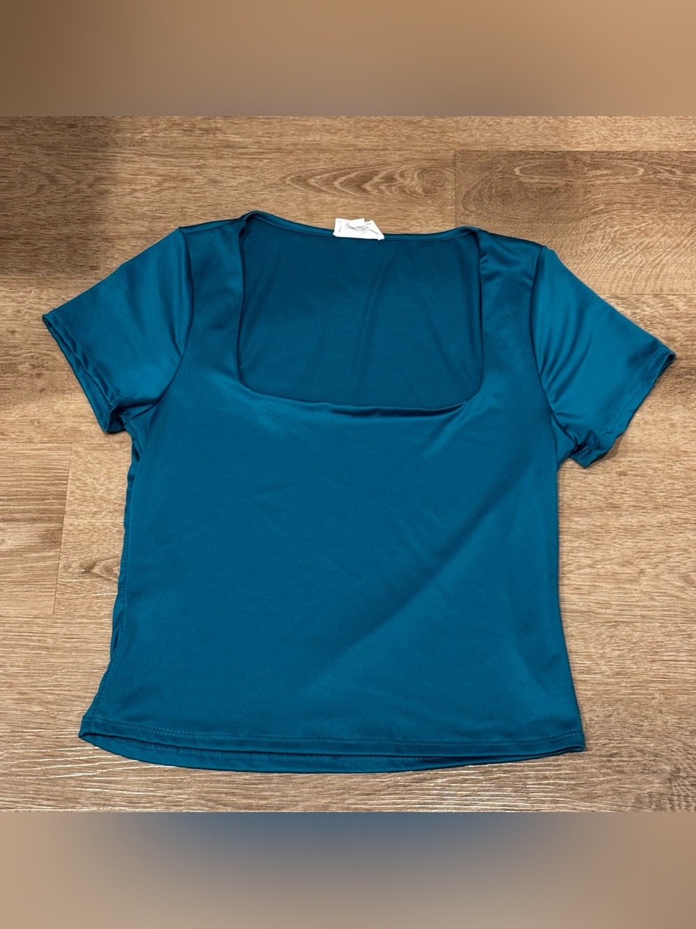 Women's Square-Neck Short Sleeve Top in Teal